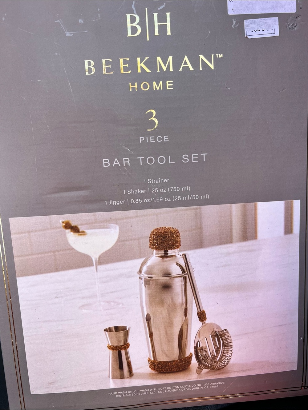 3-Piece Bar Tool Set Beekman - Silver with Amber Gold Rhinestones